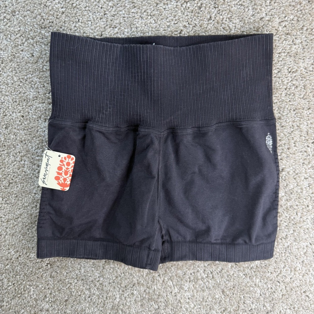 FP Movement Womens Medium Black High Waist Workout Shorts Yoga Running Gym